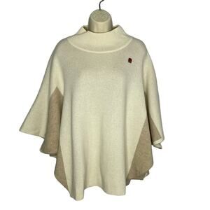 Note Di Anita Women's Sweater Poncho Wool Shawl Made in Italy Tan One Size